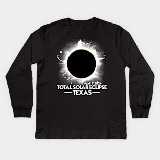 Total Solar Eclipse 2024 Texas Colorful Sun Totality Kids Long Sleeve T-Shirt